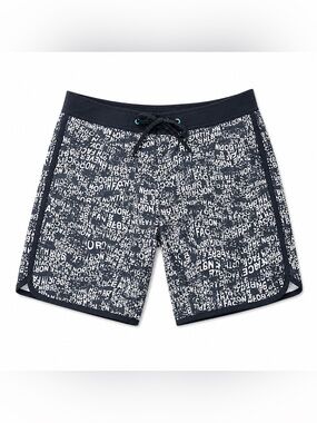 The North Face Board Shorts Men’s 32 Black White spellout Print Swim Surf Beach